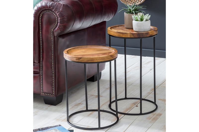 Dewester Indskudsbord 31 cm 2 Bord - Massivt Træ/Sort - Møbler - Borde - Sofabord