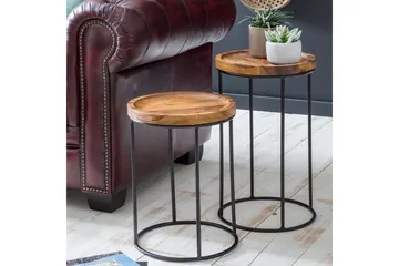 Dewester Indskudsbord 31 cm 2 Bord - Massivt Træ/Sort - Møbler - Borde - Sofabord