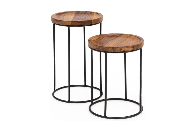 Dewester Indskudsbord 31 cm 2 Bord, Massivt Træ/Sort