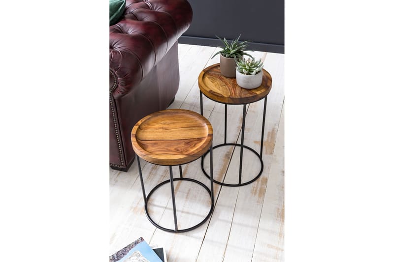 Dewester Indskudsborde 31 cm 2 Borde - Massivt Træ/Sort - Møbler - Borde - Sofabord