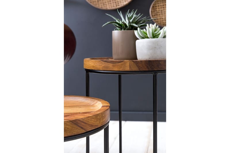 Dewester Indskudsborde 31 cm 2 Borde - Massivt Træ/Sort - Møbler - Borde - Sofabord