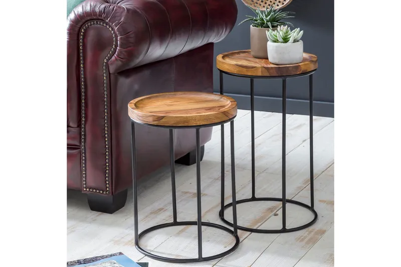 Dewester Indskudsborde 31 cm 2 Borde - Massivt Træ/Sort - Møbler - Borde - Sofabord