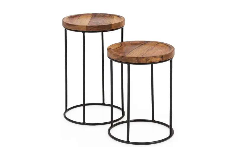 Dewester Indskudsborde 31 cm 2 Borde, Massivt Træ/Sort
