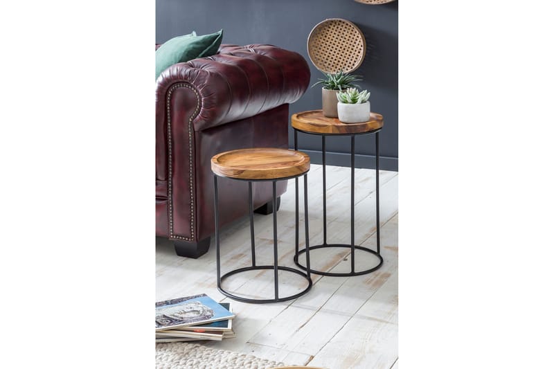 Dewester Indskudsborde 31 cm 2 Borde - Massivt Træ/Sort - Møbler - Borde - Sofabord