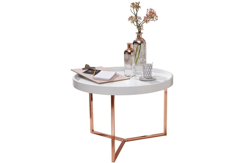 Dhir Sofabord 59 cm Rundt - Hvid/Messing - Møbler - Borde - Sofabord