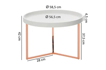 Dhir Sofabord 59 cm Rundt - Hvid/Messing - Møbler - Borde - Sofabord