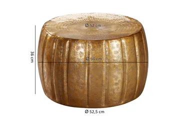 Dominoe 60 cm Rundt Sofabord med Hamret Tromleform i Metal - Guld - Møbler - Borde - Sofabord