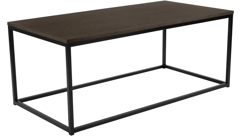 Sofabord Dover 120x60 cm, Mørkebrun egefiner med sortlakerede metalben