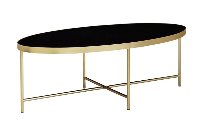 Dredyn Sofabord 110 cm Ovalt - Glas/Sort/Guld - Sofabord