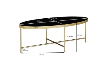 Dredyn Sofabord 110 cm Ovalt - Glas/Sort/Guld - Møbler - Borde - Sofabord