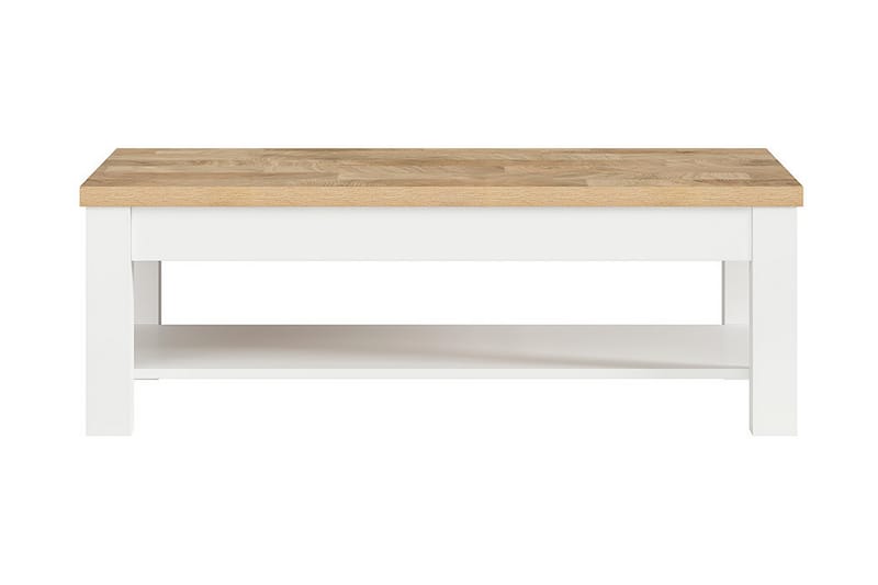Dreviso Sofabord 130 cm med Opbevaring Hylde - Hvid/Natur - Sofabord