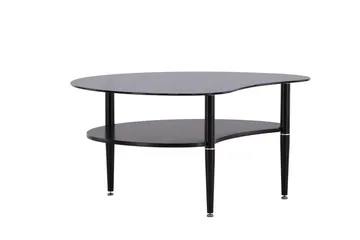 Egg Ovalt Sofabord med Hylde 101x80 cm i Glas med Metalben - Røggrå - Møbler - Borde - Sofabord