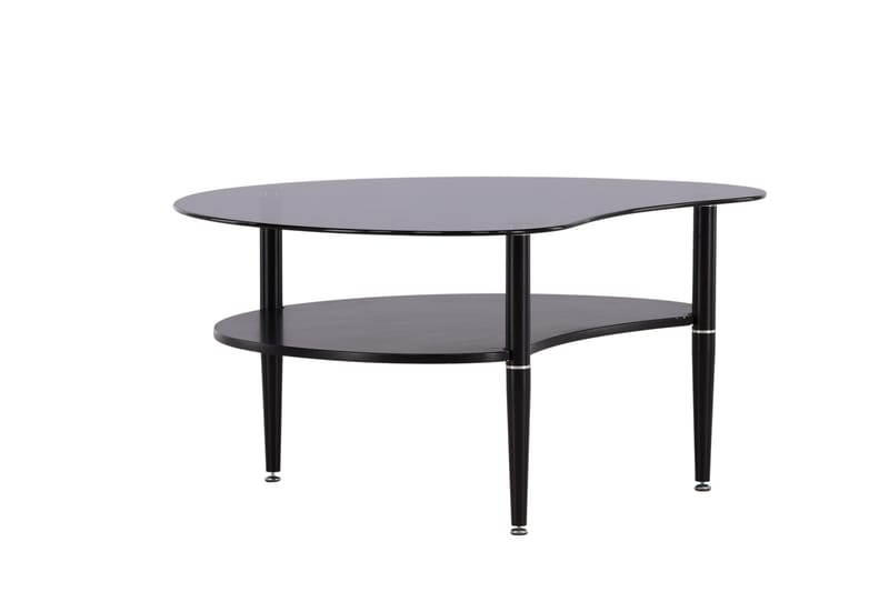 Egg Ovalt Sofabord med Hylde 101x80 cm i Glas med Metalben - Røggrå - Møbler - Borde - Sofabord