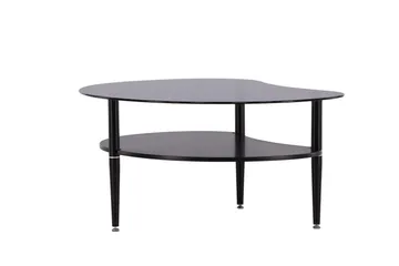 Egg Ovalt Sofabord med Hylde 101x80 cm i Glas med Metalben - Røggrå - Møbler - Borde - Sofabord