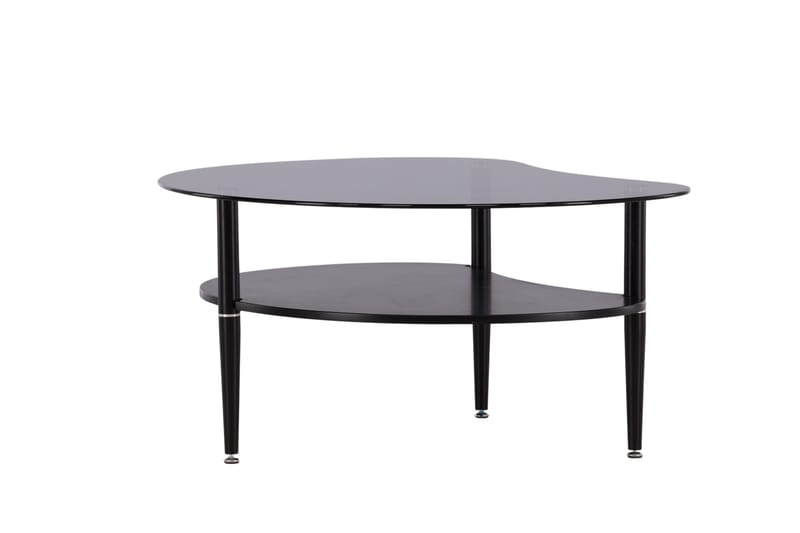 Egg Ovalt Sofabord med Hylde 101x80 cm i Glas med Metalben - Røggrå - Møbler - Borde - Sofabord