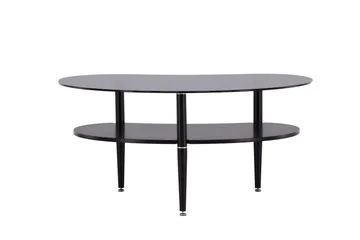 Egg Ovalt Sofabord med Hylde 101x80 cm i Glas med Metalben - Røggrå - Møbler - Borde - Sofabord