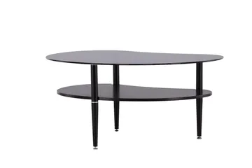Egg Ovalt Sofabord med Hylde 101x80 cm i Glas med Metalben - Røggrå - Møbler - Borde - Sofabord