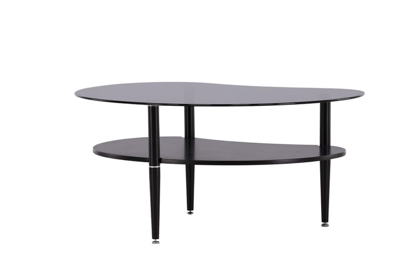Egg Ovalt Sofabord med Hylde 101x80 cm i Glas med Metalben - Røggrå - Møbler - Borde - Sofabord