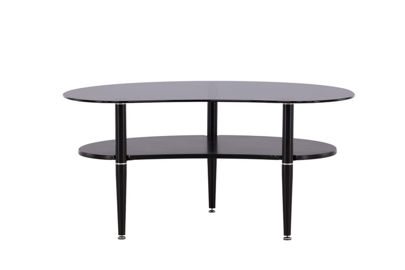 Egg Ovalt Sofabord med Hylde 101x80 cm i Glas med Metalben - Røggrå - Møbler - Borde - Sofabord