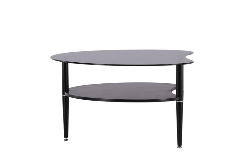 Egg Ovalt Sofabord med Hylde 101x80 cm i Glas med Metalben - Røggrå - Møbler - Borde - Sofabord