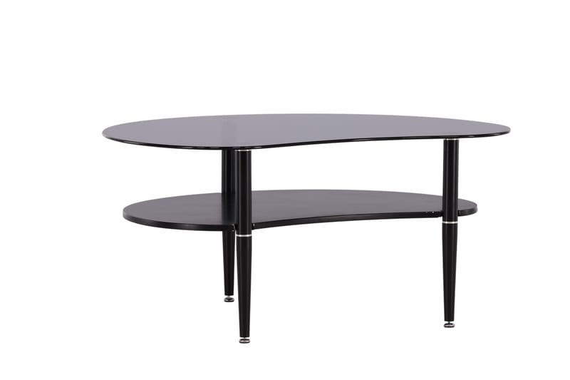 Egg Ovalt Sofabord med Hylde 101x80 cm i Glas med Metalben - Røggrå - Møbler - Borde - Sofabord