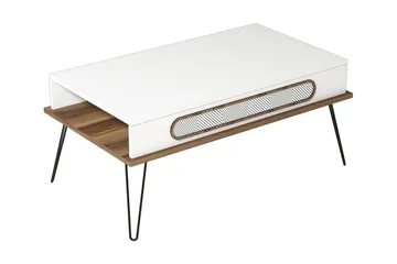 Egolane Sofabord 105 cm med Opbevaring Hylde - Hvid/Natur - Møbler - Borde - Sofabord