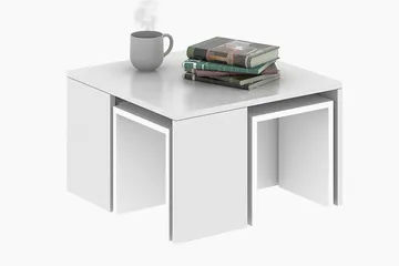 Elegancia Indskudsbord 60 cm 4 Bord - Hvid - Møbler - Borde - Sofabord