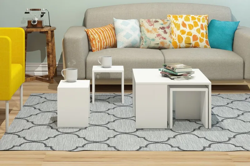 Elegancia Indskudsbord 60 cm 4 Bord - Hvid - Møbler - Borde - Sofabord