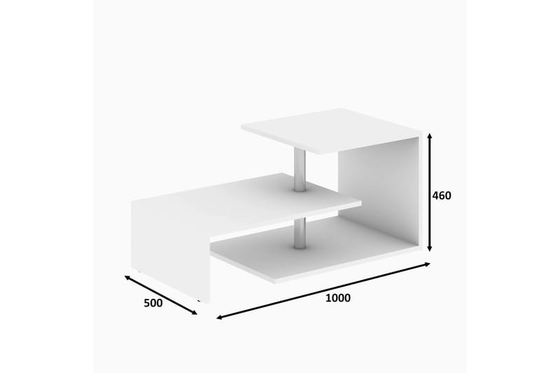 Elegancia Sofabord 100 cm med Opbevaring Hylde - Hvid - Møbler - Borde - Sofabord