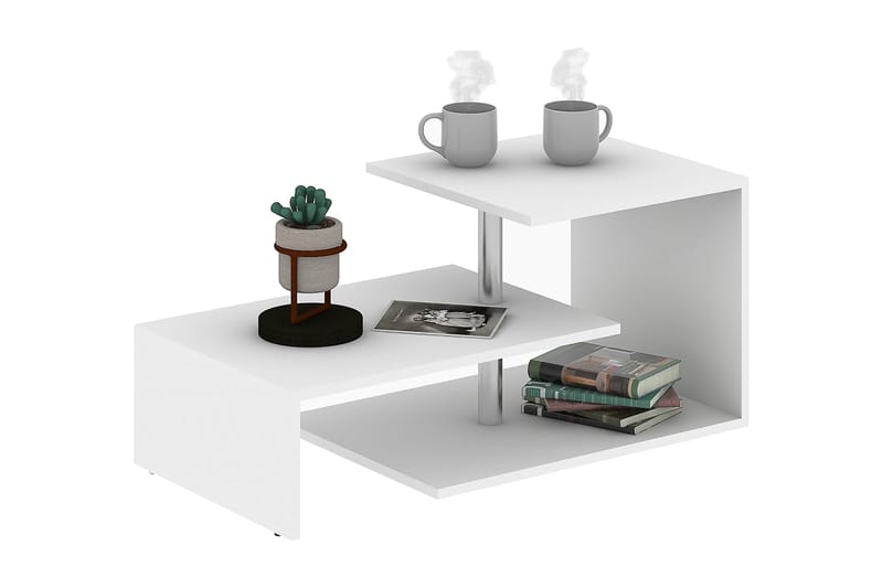 Elegancia Sofabord 100 cm med Opbevaring Hylde - Hvid - Møbler - Borde - Sofabord
