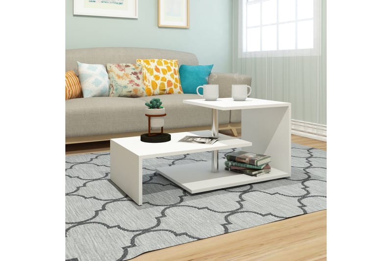 Elegancia Sofabord 100 cm med Opbevaring Hylde - Hvid - Møbler - Borde - Sofabord