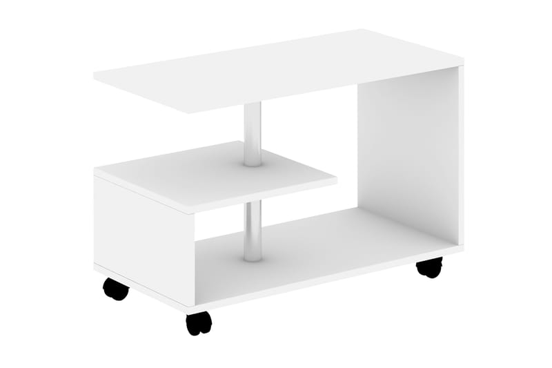 Elegancia Sofabord 80 cm med Opbevaring Hylde på Hjul - Hvid - Møbler - Borde - Sofabord