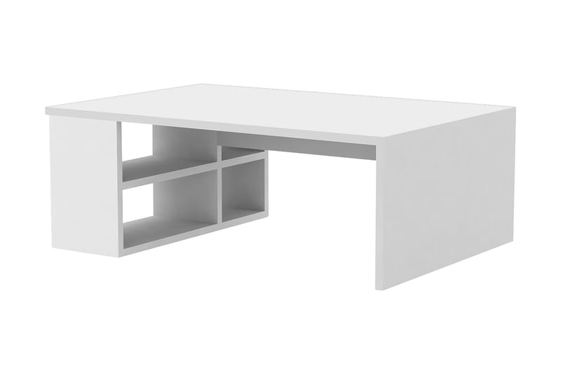 Elegancia Sofabord 90 cm med Opbevaring Hylder - Hvid - Møbler - Borde - Sofabord