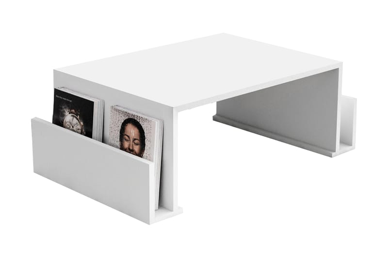 Elegancia Sofabord 95 cm med Avisopbevaring - Hvid - Møbler - Borde - Sofabord