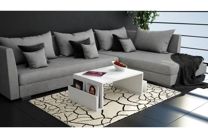 Elegancia Sofabord 95 cm med Avisopbevaring - Hvid - Møbler - Borde - Sofabord