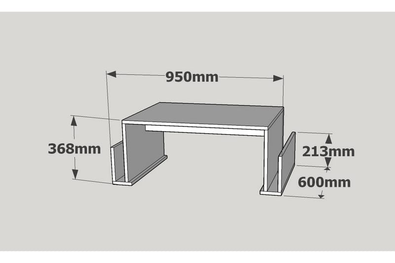 Elegancia Sofabord 95 cm med Avisopbevaring - Hvid - Sofabord