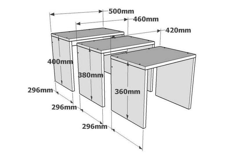 Ellinga Indskudsbord 50x40x50 cm - Hvid - Sofabord - Indskudsborde