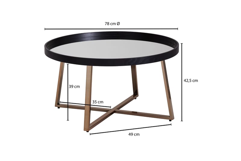 Elphin Sofabord 78 cm Rundt - Glas/Sort - Møbler - Borde - Sofabord