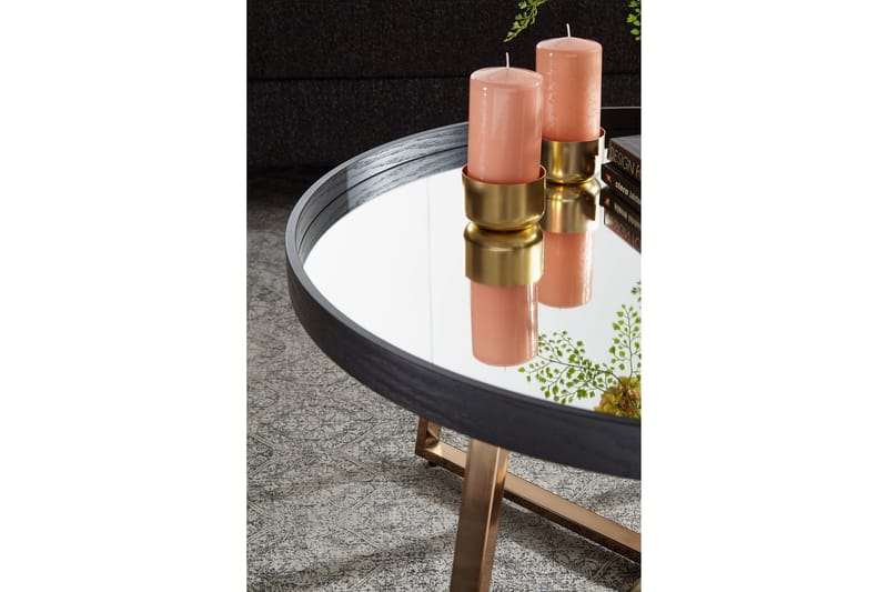 Elphin Sofabord 78 cm Rundt - Glas/Sort - Møbler - Borde - Sofabord