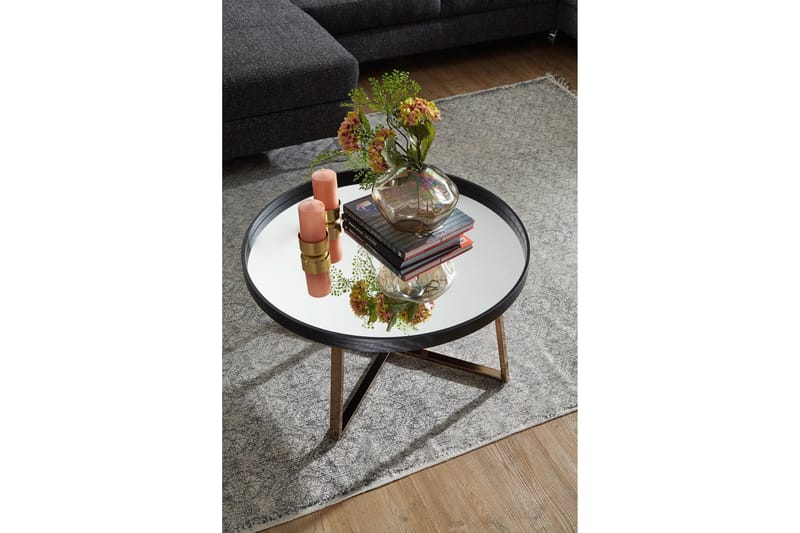 Elphin Sofabord 78 cm Rundt - Glas/Sort - Møbler - Borde - Sofabord