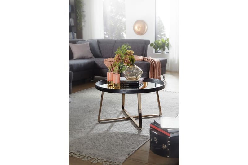 Elphin Sofabord 78 cm Rundt - Glas/Sort - Møbler - Borde - Sofabord