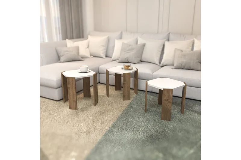 Sofabord Elvaran Hvid / Valnød - Brun/Hvid - Møbler - Borde - Sofabord