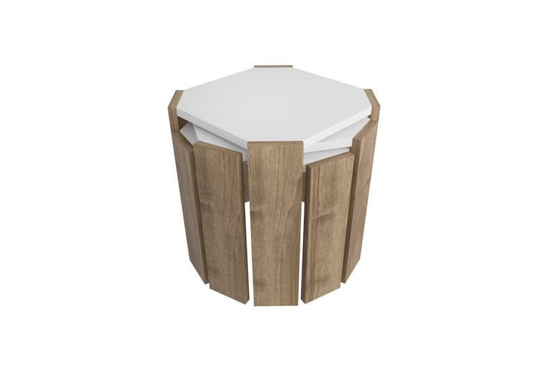 Sofabord Elvaran Hvid / Valnød, Brun/Hvid