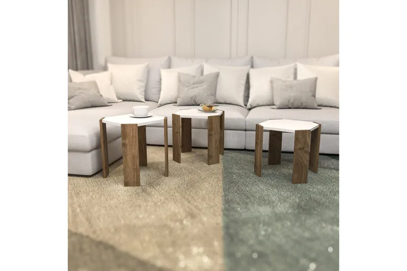 Sofabord Elvaran Hvid / Valnød - Brun/Hvid - Møbler - Borde - Sofabord
