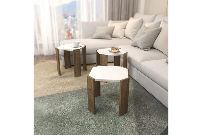 Sofabord Elvaran Hvid / Valnød - Brun/Hvid - Møbler - Borde - Sofabord