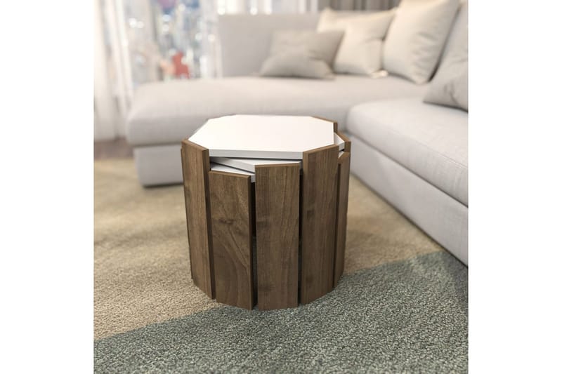 Sofabord Elvaran Hvid / Valnød - Brun/Hvid - Møbler - Borde - Sofabord