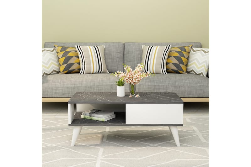 Ergene Sofabord 90x40x90 cm - Sort/Hvid - Møbler - Borde - Sofabord