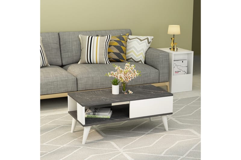 Ergene Sofabord 90x40x90 cm - Sort/Hvid - Møbler - Borde - Sofabord
