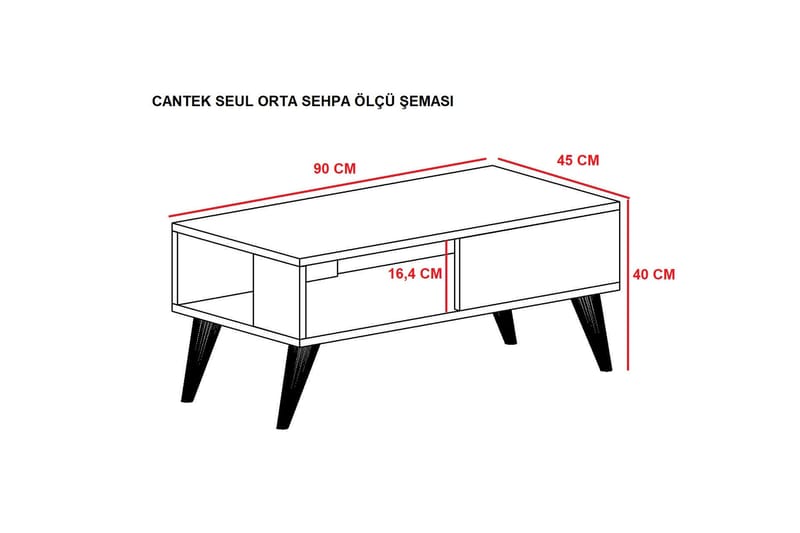 Ergene Sofabord 90x40x90 cm - Sort/Hvid - Sofabord