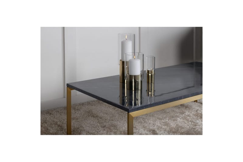 Sofabord Estelle Rektangulært 60x120 cm Marmor Grå / Messing - Grå / Messing - Møbler - Borde - Sofabord